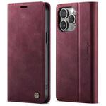 For iPhone 13 Pro CaseMe 033 Calf Leather Lining Microfibre RFID Blocking Phone Case(Red)