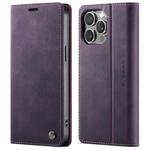 For iPhone 13 Pro CaseMe 033 Calf Leather Lining Microfibre RFID Blocking Phone Case(Purple)