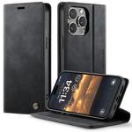 For iPhone 13 Pro Max CaseMe 033 Calf Leather Lining Microfibre RFID Blocking Phone Case(Black)