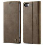 For iPhone SE 2022 / 8 / 7 CaseMe 033 Calf Leather Lining Microfibre RFID Blocking Phone Case(Coffee)