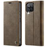 For Samsung Galaxy A12 5G CaseMe 033 Calf Leather Lining Microfibre RFID Blocking Phone Case(Coffee)