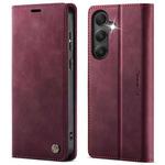 For Samsung Galaxy A34 5G CaseMe 033 Calf Leather Lining Microfibre RFID Blocking Phone Case(Red)