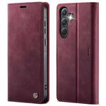 For Samsung Galaxy A35 5G CaseMe 033 Calf Leather Lining Microfibre RFID Blocking Phone Case(Red)
