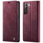 For Samsung Galaxy S21+ 5G CaseMe 033 Calf Leather Lining Microfibre RFID Blocking Phone Case(Red)