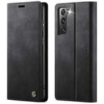 For Samsung Galaxy S21 FE 5G CaseMe 033 Calf Leather Lining Microfibre RFID Blocking Phone Case(Black)
