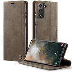 For Samsung Galaxy S21 5G CaseMe 033 Calf Leather Lining Microfibre RFID Blocking Phone Case(Coffee)