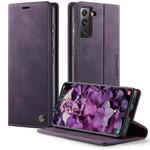 For Samsung Galaxy S21 5G CaseMe 033 Calf Leather Lining Microfibre RFID Blocking Phone Case(Purple)