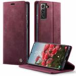 For Samsung Galaxy S21+ 5G CaseMe 033 Calf Leather Lining Microfibre RFID Blocking Phone Case(Red)