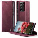 For Samsung Galaxy S21 Ultra 5G CaseMe 033 Calf Leather Lining Microfibre RFID Blocking Phone Case(Red)