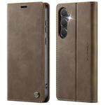 For Samsung Galaxy S24+ / S25+ 5G CaseMe 033 Calf Leather Lining Microfibre RFID Blocking Phone Case(Coffee)