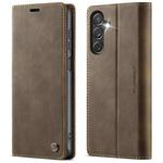 For Samsung Galaxy S25 Ultra 5G CaseMe 033 Calf Leather Lining Microfibre RFID Blocking Phone Case(Coffee)