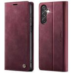 For Samsung Galaxy S25 Ultra 5G CaseMe 033 Calf Leather Lining Microfibre RFID Blocking Phone Case(Red)