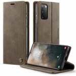 For Samsung Galaxy S20 CaseMe 033 Calf Leather Lining Microfibre RFID Blocking Phone Case(Coffee)