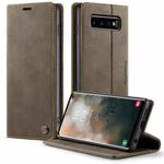 For Samsung Galaxy S10 CaseMe 033 Calf Leather Lining Microfibre RFID Blocking Phone Case(Coffee)
