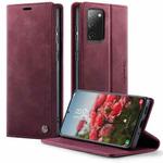 For Samsung Galaxy S20 FE CaseMe 033 Calf Leather Lining Microfibre RFID Blocking Phone Case(Red)