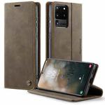 For Samsung Galaxy S20 Ultra CaseMe 033 Calf Leather Lining Microfibre RFID Blocking Phone Case(Coffee)
