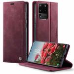 For Samsung Galaxy S20 Ultra CaseMe 033 Calf Leather Lining Microfibre RFID Blocking Phone Case(Red)