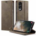 For Samsung Galaxy S25 Edge CaseMe 033 Calf Leather Lining Microfibre RFID Blocking Phone Case(Coffee)