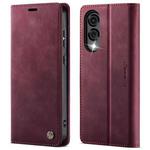 For Samsung Galaxy S25 Edge CaseMe 033 Calf Leather Lining Microfibre RFID Blocking Phone Case(Red)