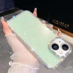 For iPhone 13 Rhinestone Glitter TPU 4-corners Anti-fall Phone Case(Light Green)