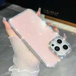 For iPhone 13 Pro Rhinestone Glitter TPU 4-corners Anti-fall Phone Case(Light Pink)