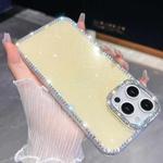 For iPhone 13 Pro Rhinestone Glitter TPU 4-corners Anti-fall Phone Case(Light Yellow)