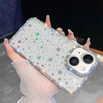 For iPhone 15 Rhinestone Glitter TPU 4-corners Anti-fall Phone Case(Transparent Stars)