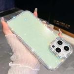 For iPhone 15 Pro Max Rhinestone Glitter TPU 4-corners Anti-fall Phone Case(Light Green)