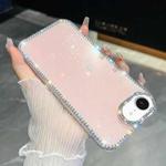 For iPhone 16e Rhinestone Glitter TPU 4-corners Anti-fall Phone Case(Light Pink)