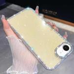 For iPhone 16e Rhinestone Glitter TPU 4-corners Anti-fall Phone Case(Light Yellow)