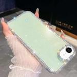 For iPhone 16e Rhinestone Glitter TPU 4-corners Anti-fall Phone Case(Light Green)