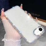 For iPhone 16e Rhinestone Glitter TPU 4-corners Anti-fall Phone Case(White)