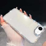 For iPhone 16e Rhinestone Glitter TPU 4-corners Anti-fall Phone Case(Transparent)