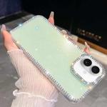 For iPhone 16 Plus Rhinestone Glitter TPU 4-corners Anti-fall Phone Case(Light Green)