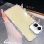 For iPhone 16 Rhinestone Glitter TPU 4-corners Anti-fall Phone Case(Light Yellow)