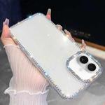 For iPhone 16 Rhinestone Glitter TPU 4-corners Anti-fall Phone Case(White)