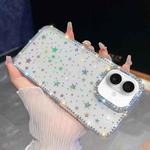 For iPhone 16 Rhinestone Glitter TPU 4-corners Anti-fall Phone Case(Transparent Stars)