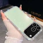 For iPhone 17 Pro Max Rhinestone Glitter TPU 4-corners Anti-fall Phone Case(Light Green)