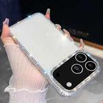 For iPhone 17 Pro Max Rhinestone Glitter TPU 4-corners Anti-fall Phone Case(White)