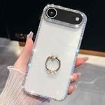 For iPhone 17 Air Rhinestone Glitter TPU Ring Holder Anti-fall Phone Case(Transparent)