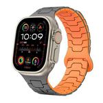 For Apple Watch 46mm / 49mm / 45mm / 44mm Steel Dragon Scale Magnetic Silicone Watch Band(Graphite Gray + Orange)