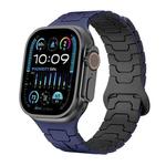 For Apple Watch 46mm / 49mm / 45mm / 44mm Steel Dragon Scale Magnetic Silicone Watch Band(Navy Blue Midnight Black)