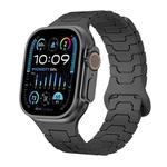 For Apple Watch 46mm / 49mm / 45mm / 44mm Steel Dragon Scale Magnetic Silicone Watch Band(Midnight Black)