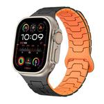 For Apple Watch 46mm / 49mm / 45mm / 44mm Steel Dragon Scale Magnetic Silicone Watch Band(Midnight Black Orange)