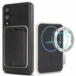 For Samsung Galaxy S25 Edge 5G Kalebol Slim Magnetic Ring Card Bag Leather Phone Case(Black)