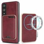 For Samsung Galaxy S25 Edge 5G Kalebol Slim Magnetic Ring Card Bag Leather Phone Case(Red)