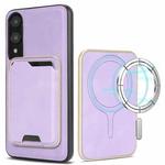 For Samsung Galaxy S25 Edge 5G Kalebol Slim Magnetic Ring Card Bag Leather Phone Case(Purple)