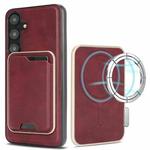 For Samsung Galaxy S25 5G Kalebol Slim Magnetic Ring Card Bag Leather Phone Case(Red)