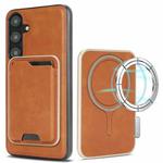 For Samsung Galaxy S25+ 5G Kalebol Slim Magnetic Ring Card Bag Leather Phone Case(Brown)