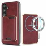 For Samsung Galaxy S25+ 5G Kalebol Slim MagSafe Ring Magnetic Card Bag Leather Phone Case(Red)